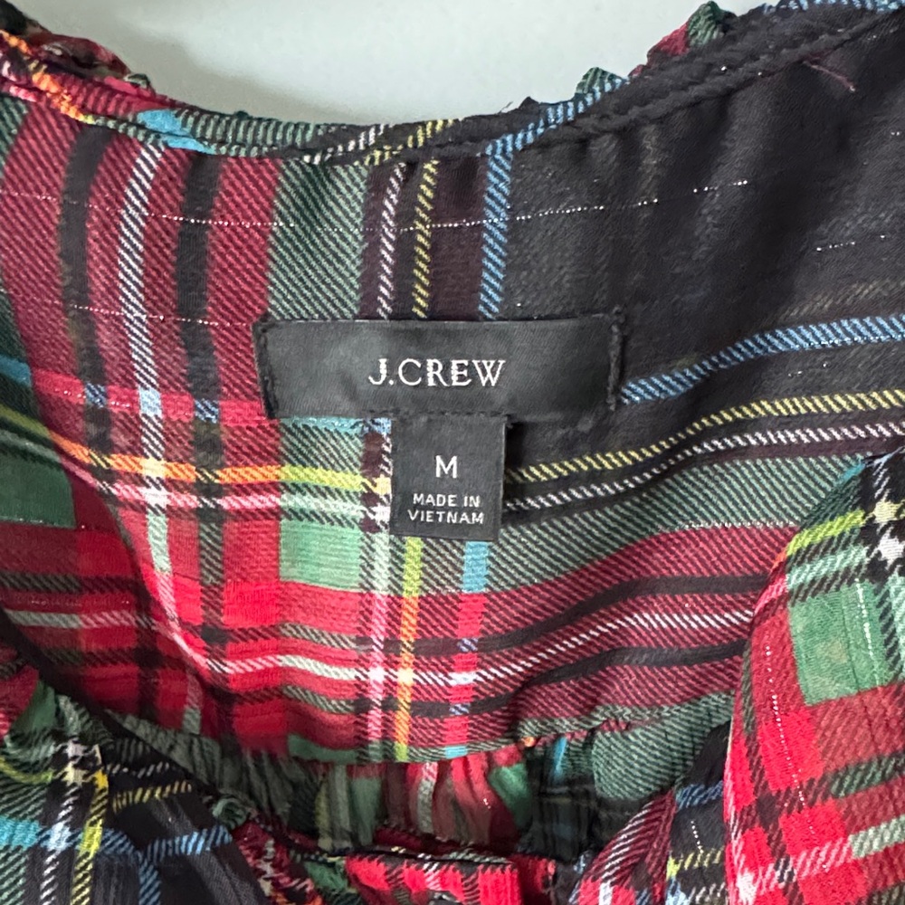 J. Crew Multicolor Plaid Ruffle Blouse - Picture 2 of 6
